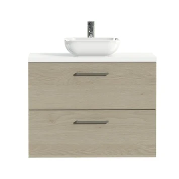 Tiger badkamermeubel Studio 80cm naturel eik/witte waskom met vierkante greep Tiger Badkamermeubel Studio 80cm Naturel Eik/witte Waskom Met Vierkante Greep -Badkamerwinkel Voor Thuis 123 29