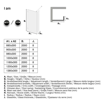 Sealskin Inloopdouche I AM A1 90x200 cm RVS Sealskin Inloopdouche I AM A1 90x200 Cm RVS -Badkamerwinkel Voor Thuis 123 3274