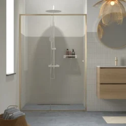 Sealskin Schuifdeur Voor Nis Contour 140x200 Cm Goud Geborsteld