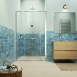 Sealskin Inc. Tweedelige Schuifdeur In Nis 120x200 Cm, 8 Mm Helder Veiligheidsglas Met Antikalklaag Zilver Hoogglans