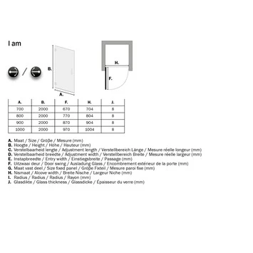 Sealskin Swingdeur voor Nis I AM 200x90 cm RVS Sealskin Swingdeur Voor Nis I AM 200x90 Cm RVS -Badkamerwinkel Voor Thuis 123 3900