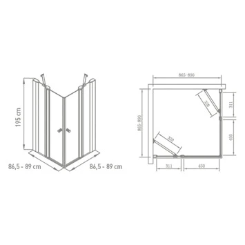 Van Marcke Hoover douche hoekinstap met draaideuren 90x90x195 Van Marcke Hoover Douche Hoekinstap Met Draaideuren 90x90x195 -Badkamerwinkel Voor Thuis 123 4165
