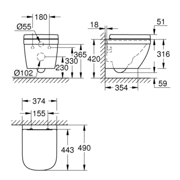 Grohe Wandcloset Ceramic Compact verkort Grohe Wandcloset Ceramic Compact Verkort -Badkamerwinkel Voor Thuis 123 422