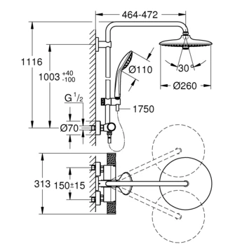 Grohe douchesysteem Vitalio joy 260 cooltouch met thermostaatkraan Quickfix chroom Grohe Douchesysteem Vitalio Joy 260 Cooltouch Met Thermostaatkraan Quickfix Chroom -Badkamerwinkel Voor Thuis 123 4266