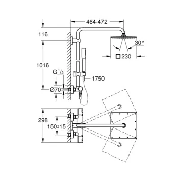 Grohe Regendouche Vitalio Joy XXL Ø23 cm met Thermostatische Douchekraan Grohe Regendouche Vitalio Joy XXL Ø23 Cm Met Thermostatische Douchekraan -Badkamerwinkel Voor Thuis 123 4305