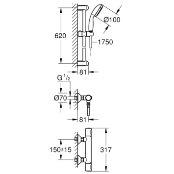 Grohe Precision Flow douchethermostaat incl. doucheset Grohe Precision Flow Douchethermostaat Incl. Doucheset -Badkamerwinkel Voor Thuis 123 4356
