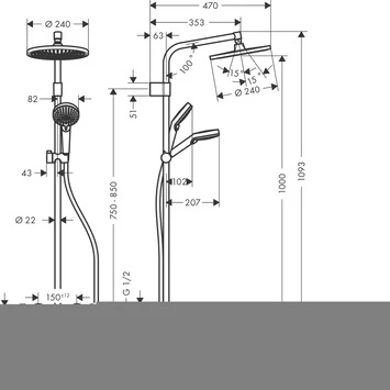 Hansgrohe regendouche Crometta S240 met thermostatische kraan incl. gratis JBL Speaker Hansgrohe Regendouche Crometta S240 Met Thermostatische Kraan Incl. Gratis JBL Speaker -Badkamerwinkel Voor Thuis 123 4373