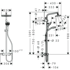 Hansgrohe Regendouche MySelect E 240 Vierkant Met Thermostatische Douchekraan En Handdouche 2 Hansgrohe Regendouche MySelect E 240 Vierkant Met Thermostatische Douchekraan En Handdouche -Badkamerwinkel Voor Thuis 123 4436