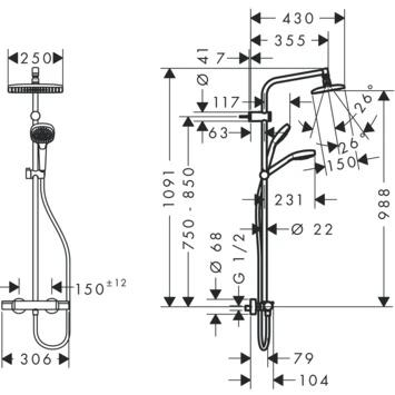 Hansgrohe Regendouche MySelect E 240 vierkant met Thermostatische Douchekraan en Handdouche Hansgrohe Regendouche MySelect E 240 Vierkant Met Thermostatische Douchekraan En Handdouche -Badkamerwinkel Voor Thuis 123 4436