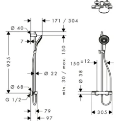 Hansgrohe Doucheset MySelect S 150 Met Thermostatische Douchekraan 4 Douchestanden -Badkamerwinkel Voor Thuis 123 4442