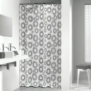 Sealskin Douchegordijn Circolo Grijs 180x200 cm Sealskin Douchegordijn Circolo Grijs 180x200 Cm -Badkamerwinkel Voor Thuis 123 4676