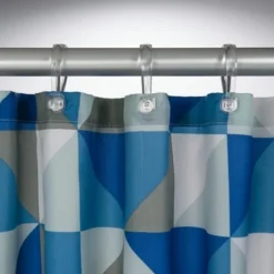 Sealskin Douchegordijn Tangram Blauw 200x180 Cm -Badkamerwinkel Voor Thuis 123 4745