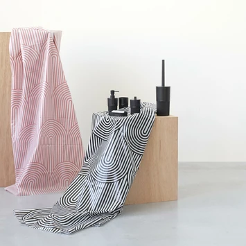 Sealskin douchegordijn brave 180x200cm d.roze/wit Sealskin Douchegordijn Brave 180x200cm D.roze/wit -Badkamerwinkel Voor Thuis 123 4764