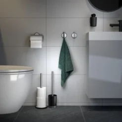 Tiger Tune Toiletrolhouder Met Klep Geborsteld RVS/mat Zwart -Badkamerwinkel Voor Thuis 123 5008