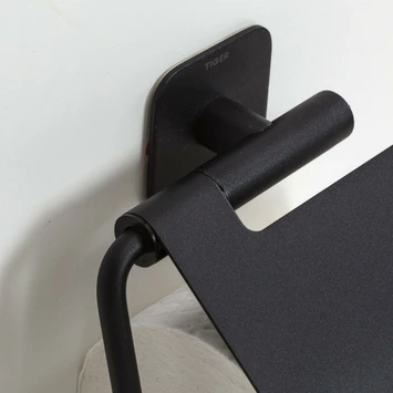 Tiger toiletrolhouder Colar met klep zwart Tiger Toiletrolhouder Colar Met Klep Zwart -Badkamerwinkel Voor Thuis 123 5053