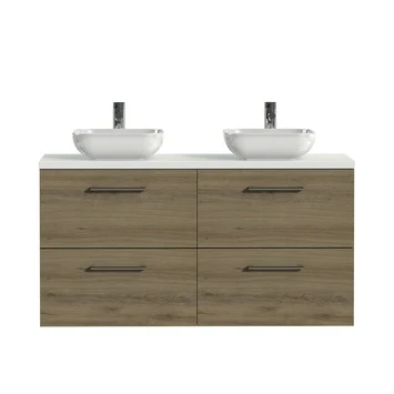 Tiger badkamermeubel Studio 120cm chalet eik/witte waskom met ronde greep Tiger Badkamermeubel Studio 120cm Chalet Eik/witte Waskom Met Ronde Greep -Badkamerwinkel Voor Thuis 123 509