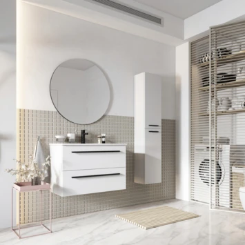 Atlantic badmeubelset Stella met spiegel en witte wastafel 80cm Mat Wit Atlantic Badmeubelset Stella Met spiegel En Witte wastafel 80cm Mat Wit -Badkamerwinkel Voor Thuis 123 514