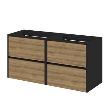 Tiger Reverse Meubelset 2x60 cm met 4 lades Chalet eik / Mat zwart inclusief 2 Oval wastafels Mat zwart Tiger Reverse Meubelset 2x60 Cm Met 4 Lades Chalet Eik / Mat Zwart Inclusief 2 Oval Wastafels Mat Zwart -Badkamerwinkel Voor Thuis 123 530