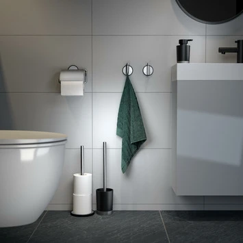 Tiger Tune toiletborstelhouder geborsteld RVS/mat zwart met kunststof voetjes voor grondbescherming Tiger Tune Toiletborstelhouder Geborsteld RVS/mat Zwart Met Kunststof Voetjes Voor Grondbescherming -Badkamerwinkel Voor Thuis 123 5353