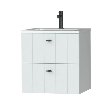 Tiger Maryport Badkamermeubelset 60 cm Mat wit met wit glanzende polybeton wastafel en matzwarte grepen Tiger Maryport Badkamermeubelset 60 Cm Mat Wit Met Wit Glanzende Polybeton Wastafel En Matzwarte Grepen -Badkamerwinkel Voor Thuis 123 539