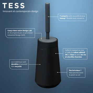 Tiger Toiletborstelhouder TESS met Swoop borstel flexibel zwart/antraciet Tiger Toiletborstelhouder TESS Met Swoop Borstel Flexibel Zwart/antraciet -Badkamerwinkel Voor Thuis 123 5476