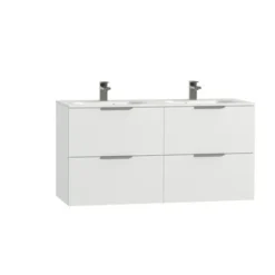 Tiger Badkamermeubel Studio 120cm Hoogglans Wit Met Platte RVS Greep