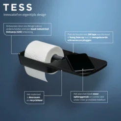 Tiger Toiletrolhouder TESS Met Planchet Zwart/antraciet -Badkamerwinkel Voor Thuis 123 5565