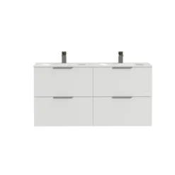 Tiger Badkamermeubel Studio 120cm Hoogglans Wit Met Platte RVS Greep 2 Tiger Badkamermeubel Studio 120cm Hoogglans Wit Met Platte RVS Greep -Badkamerwinkel Voor Thuis 123 557