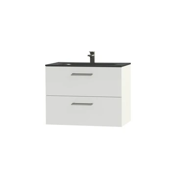 Tiger badkamermeubel Studio 80cm hoogglans wit/matzwart met ronde RVS greep Tiger Badkamermeubel Studio 80cm Hoogglans Wit/matzwart Met Ronde RVS Greep -Badkamerwinkel Voor Thuis 123 560