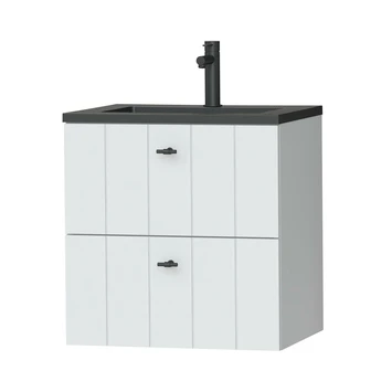 Tiger Maryport Badkamermeubelset 60 cm Mat wit met matzwarte polybeton wastafel en matzwarte grepen Tiger Maryport Badkamermeubelset 60 Cm Mat Wit Met Matzwarte Polybeton Wastafel En Matzwarte Grepen -Badkamerwinkel Voor Thuis 123 576