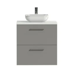 Tiger Badkamermeubel Studio 60cm Matgrijs/witte Waskom Met Vierkante Greep