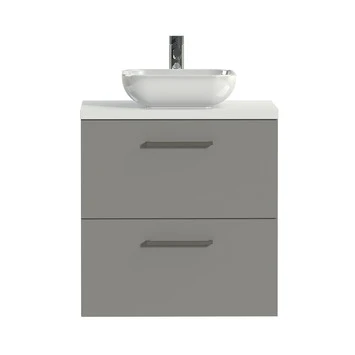 Tiger badkamermeubel Studio 60cm matgrijs/witte waskom met vierkante greep Tiger Badkamermeubel Studio 60cm Matgrijs/witte Waskom Met Vierkante Greep -Badkamerwinkel Voor Thuis 123 586