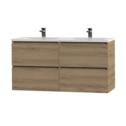 Tiger Karlo Badkamermeubel 120 Cm Chalet Eiken Met Wastafel Hoogglans Wit