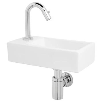 Atlantic Fonteinset Henry Links Wit Keramiek Chroom 36x18x9 cm Atlantic Fonteinset Henry Links Wit Keramiek Chroom 36x18x9 Cm -Badkamerwinkel Voor Thuis 123 5988