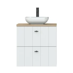 Tiger Maryport Badkamermeubelset 60 Cm Mat Wit Met Licht Eiken Wasblad, Witte Keramische Opzetkom En Matzwarte Grepen 5 Tiger Maryport Badkamermeubelset 60 Cm Mat Wit Met Licht Eiken Wasblad, Witte Keramische Opzetkom En Matzwarte Grepen -Badkamerwinkel Voor Thuis 123 599