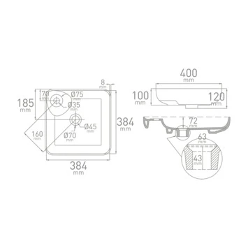 Van Marcke Waskom Fontana Opbouw Wit Keramiek 40x40x12.5 cm Van Marcke Waskom Fontana Opbouw Wit Keramiek 40x40x12.5 Cm -Badkamerwinkel Voor Thuis 123 5994