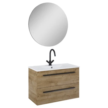 Atlantic badmeubelset Stella 80cm Canela eiken met spiegel en witte wastafel Atlantic Badmeubelset Stella 80cm Canela Eiken Met Spiegel En Witte wastafel -Badkamerwinkel Voor Thuis 123 607