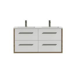 Tiger Badkamermeubel Boston 120cm Chalet Eik/wit Met Grepen RVS