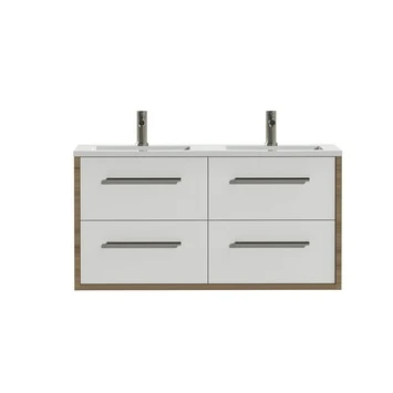 Tiger badkamermeubel Boston 120cm chalet eik/wit met grepen RVS Tiger Badkamermeubel Boston 120cm Chalet Eik/wit Met Grepen RVS -Badkamerwinkel Voor Thuis 123 619