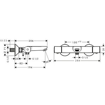 Hansgrohe Thermostatische Badkraan Ecostat Universal Chroom 15 cm Hansgrohe Thermostatische Badkraan Ecostat Universal Chroom 15 Cm -Badkamerwinkel Voor Thuis 123 62