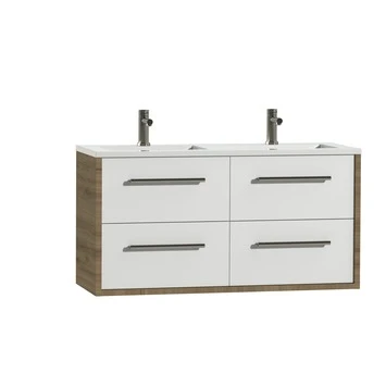 Tiger badkamermeubel Boston 120cm chalet eik/wit met grepen RVS Tiger Badkamermeubel Boston 120cm Chalet Eik/wit Met Grepen RVS -Badkamerwinkel Voor Thuis 123 620