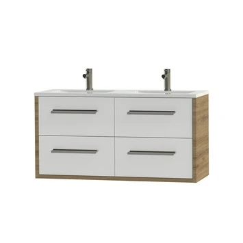 Tiger badkamermeubel Boston 120cm chalet eik/wit met grepen RVS Tiger Badkamermeubel Boston 120cm Chalet Eik/wit Met Grepen RVS -Badkamerwinkel Voor Thuis 123 621