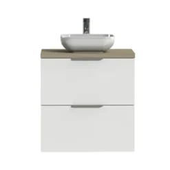 Tiger Badkamermeubel Studio 60cm Hoogglans Wit/witte Waskom Met Profielgrepen