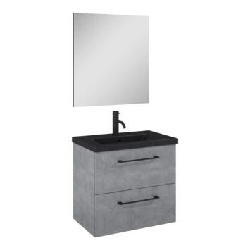 Atlantic badmeubelset Sienna met spiegel en zwarte wastafel 60cm beton Atlantic Badmeubelset Sienna Met Spiegel En Zwarte Wastafel 60cm Beton -Badkamerwinkel Voor Thuis 123 626