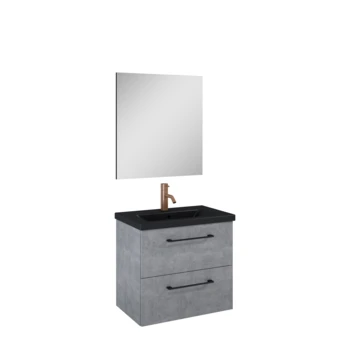Atlantic badmeubelset Sienna met spiegel en zwarte wastafel 60cm beton Atlantic Badmeubelset Sienna Met Spiegel En Zwarte Wastafel 60cm Beton -Badkamerwinkel Voor Thuis 123 627