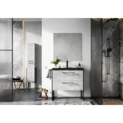 Atlantic Badmeubelset Sienna Met Spiegel En Zwarte Wastafel 60cm Beton 2 Atlantic Badmeubelset Sienna Met Spiegel En Zwarte Wastafel 60cm Beton -Badkamerwinkel Voor Thuis 123 628