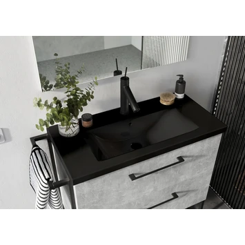 Atlantic badmeubelset Sienna met spiegel en zwarte wastafel 60cm beton Atlantic Badmeubelset Sienna Met Spiegel En Zwarte Wastafel 60cm Beton -Badkamerwinkel Voor Thuis 123 629