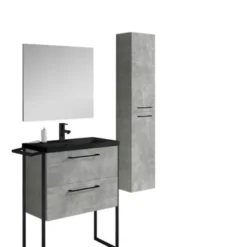Atlantic Badmeubelset Sienna Met Spiegel En Zwarte Wastafel 60cm Beton 4 Atlantic Badmeubelset Sienna Met Spiegel En Zwarte Wastafel 60cm Beton -Badkamerwinkel Voor Thuis 123 630