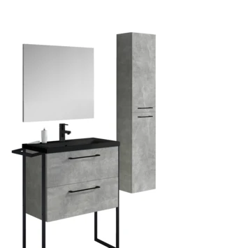 Atlantic badmeubelset Sienna met spiegel en zwarte wastafel 60cm beton Atlantic Badmeubelset Sienna Met Spiegel En Zwarte Wastafel 60cm Beton -Badkamerwinkel Voor Thuis 123 630