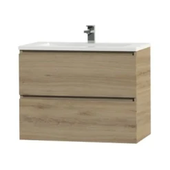 Tiger Karlo Badkamermeubel 80 Cm Chalet Eiken Met Wastafel Hoogglans Wit